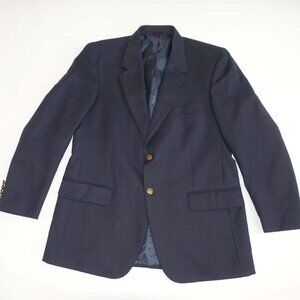 Savile Row Men's Blazer Size 42 Regular Navy Blue 100% Wool 2 Button Jacket 42R